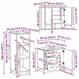 Bathroom Furniture Set 3 pcs Black Oak Engineered Wood 3402473