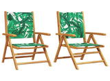 Garden Chairs 2 pcs Leaf Pattern Solid Wood Acacia and Fabric 367661