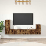 4 Piece TV Cabinet Set Smoked Oak Engineered Wood 3114627