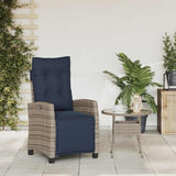 Reclining Garden Chair with Footrest Grey Poly Rattan 365239