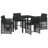 Garden Dining Set 5 pcs Black Poly Rattan 3380773