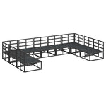 Garden Sofa Set with Cushion Black Aluminium 3378900