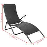 ZNTS Folding Sun Lounger Poly Rattan Black 42946