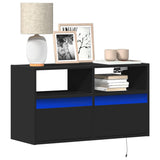 TV Wall Cabinet with LED Lights Black 80x31x45 cm 852328