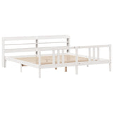 Bed Frame with Headboard without Mattress White 200x200 cm 3306719