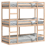 ZNTS Triple Bunk Bed without Mattress 80x200 cm Solid Wood Pine 3284251