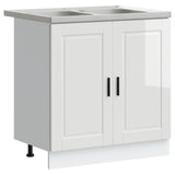 Sink Base Cabinet with Door Porto 2 pcs White Engineered wood 3315023