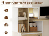 Computer Desk, Office Desk with Bookshelf, File Drawer and Legal Hanging File Holders, Oak Wood T3398P551582