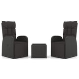 3 Piece Garden Lounge Set Black Poly Rattan&Steel 3157672