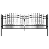 Fence Gate "KAMPEN" with Spear Top Black 302x100 cm Steel 151095