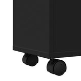 Narrow Bathroom Cabinet with Wheels Black Engineered Wood 855233