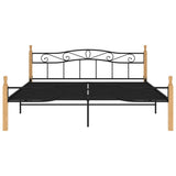 Bed Frame without Mattress Black Metal&Solid Oak Wood 200x200 cm 324917