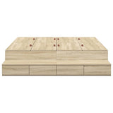 Storage Bed Frame with Drawer Sonoma Oak 140 cm Engineered Wood 3335695