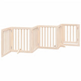 Dog Gate with Door Foldable 6 Panels 300 cm Poplar Wood 352237