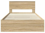 Bed Frame with Headboard Sonoma Oak 90 x 200 cm Engineered Wood 3408895