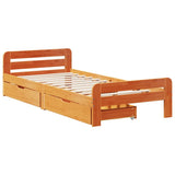 ZNTS Bed frame without Mattress Wax Brown 90x200 cm Solid Wood Pine 3309049