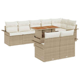 Garden Sofa Set with Cushion 9 pcs Beige and Cream Poly Rattan 3349350