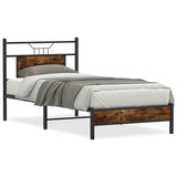 Bed Frame without Mattress Smoked Oak 75x190 cm Small Single Engineered Wood 4106880