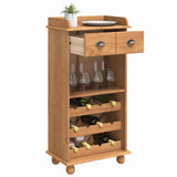 Wine Cabinet ASKIM Brown 57 x 37 x 114 cm Solid pine wood 4105442