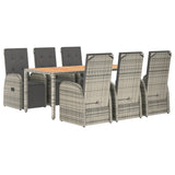 7 Piece Garden Dining Set Grey Poly Rattan&Solid Wood Acacia 3157631