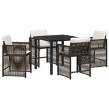 Garden Dining Set 5 pcs Brown Poly Rattan 3380781