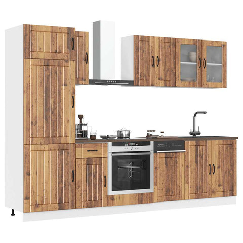 ZNTS 8 Piece Kitchen Cabinet Set Kalmar Old Wood Engineered Wood 3314809