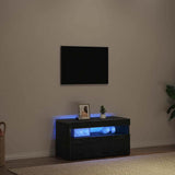 TV Cabinet with LED Black Oak 75 x 35 x 40 cm Engineered Wood 862557
