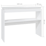 808323 Console Table White 102x30x80 cm Engineered Wood