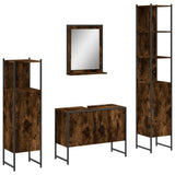 4 Piece Bathroom Cabinet Set Smoked Oak Engineered Wood 3214361