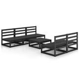 ZNTS 6 Piece Garden Lounge Set Black Solid Pinewood 3075313