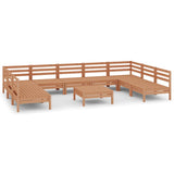 ZNTS 10 Piece Garden Lounge Set Honey Brown Solid Wood Pine 3083422