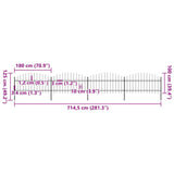 Garden Fence with Spear Top Steel 714.5x125 cm Black 277724