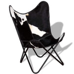 Butterfly Chair Black and White Real Cowhide Leather 243729
