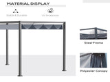 4 x 3m Retractable Roof Gazebo, Metal Pergola Patio Sun Shelter with Retractable Canopy, Grey T3398P310863