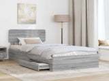 Bed Frame with Drawer Grey Sonoma 75 x 190 cm Engineered Wood 3412441