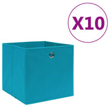 Storage Box Set of 10 Baby Blue Non-Woven Fabric 325233