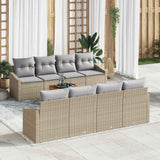 Garden Sofa Set with Cushion 9 pcs Beige Poly Rattan 3347805