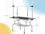 42" Dog Grooming Table, Adjustable Pet Cat Drying Beauty Table with 2 Loops Storage Basket, Rubber T3398P349614