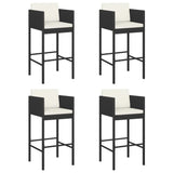5 Piece Garden Bar Set with Cushions Black Poly Rattan 3203945