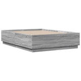 Bed Frame with LED without Mattress Grey Sonoma 135x190 cm Double 3209651