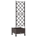 Garden Planter with Trellis&Wheels Brown 40 x 40 x 131.5 cm PP 3422934
