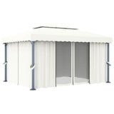 Gazebo with Curtain&LED String Lights 4x3 m Cream White 3070353