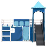 Bunk Bed without Mattress with Slide and Curtains Blue 90x190 cm Single 3284210