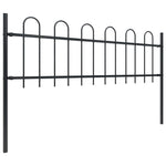 ZNTS Garden Fence with Hoop Top Steel 5.1x0.6 m Black 277640