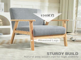 Accent Chair Wood Frame with Thick Cashmere Cushions Wide Seat Armchair Home Furniture Bedroom T3398P343448
