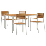 Garden Dining Set 5 pcs Solid Acacia Wood and Stainless Steel 3334775
