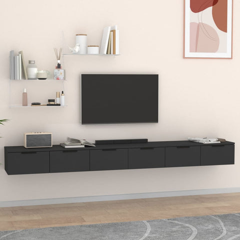 Wall Cabinets 2 pcs Black 102x30x20 cm Engineered Wood 3115901
