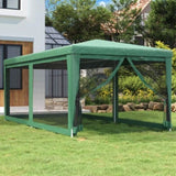 Party Tent with 6 Mesh Sidewalls Green 3x6 m HDPE 319238