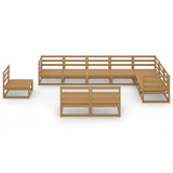 10 Piece Garden Lounge Set Honey Brown Solid Pinewood 3075797