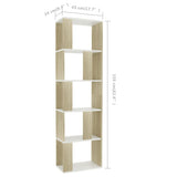 ZNTS Book Cabinet/Room Divider White and Sonoma Oak 45x24x159 cm Engineered Wood 800113